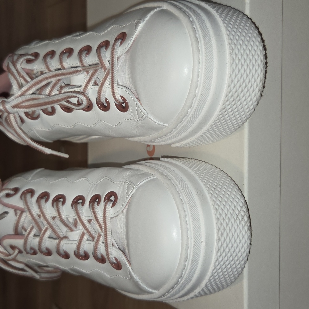 See By Chloe Essie pink/white leather Sneakers Sz 39 - Picture 12 of 14